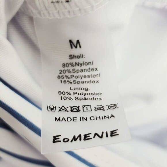 Striped Blue White One-Piece Swimsuit Eomenie Adjustable Halter Neck  M Size - Picture 4 of 4